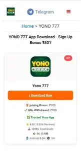 Yono 777 apk Download Button